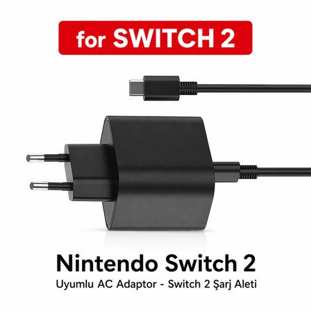 Switch 2 Uyumlu AC Adaptör 15V 2.8A Hızlı Şarj Aleti TR Fiş
