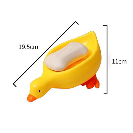 Sevimli Ördek Desenli Su Tutmaz Katı Sabunluk Lavabo Üstü Sabunluk