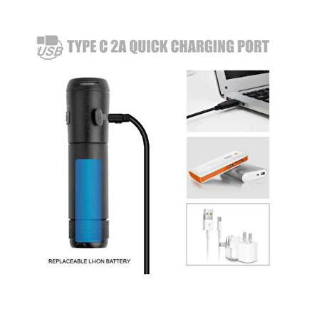 Eastpower Ön Far LW-F800 900LM USB IP65 Su Geçirmez - Siyah