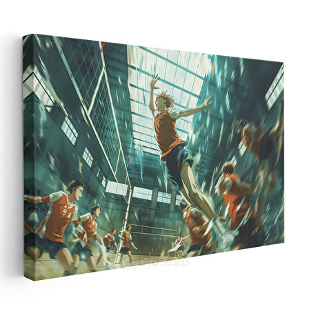 Voleybol Şampiyonu - Dinamik Spor Anime Kanvas Tablo