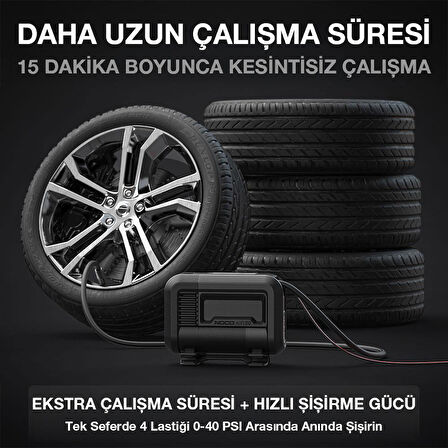 NOCO AIR20 12Volt Akü Bağlantı Maşalı 100 PSI Ayarlanabilir Dijital Basınç Göstergeli Profesyonel Lastik Şişirme Pompası