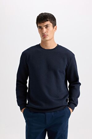 DeFacto Regular Fit Bisiklet Yaka Jakarlı Sweatshirt D5392AX24AUNV135