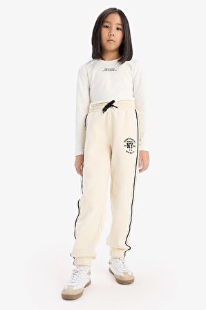 DeFacto Kız Çocuk Beli Lastikli Baskılı Pamuklu Jogger Eşofman Altı D8092A824WNER83