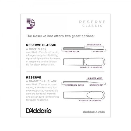 D'addario Woodwinds Reserve Classic Dct1025 Sib Klarnet Kamışı No:2.5