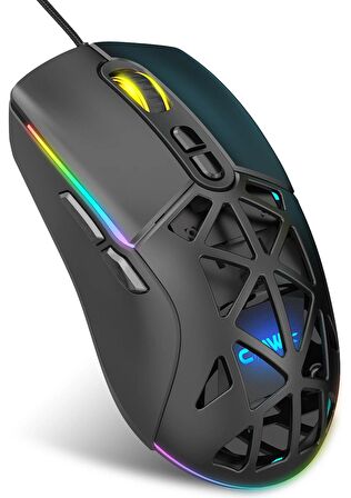 Claw's Nexus X1 12800 Dpi Makro Yazılımlı & Değiştirilebilir Kapaklı RGB Gaming Mouse - Siyah