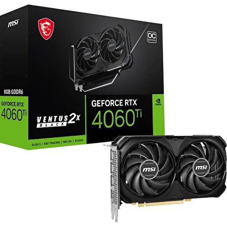 MSI VENTUS 2X BLACK RTX 4060 Ti 128 Bit GDDR6 8 GB Ekran Kartı