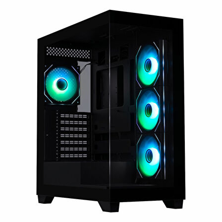 BitFenix Ceto Premium Edition 600W 80+ White USB 3.2 FRGB ATX Mid Tower Siyah Kasa