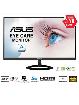 ASUS Eye Care VZ239HE 23" 5ms 75hz (VGA+HDMI) IPS Ultra ince Monitör