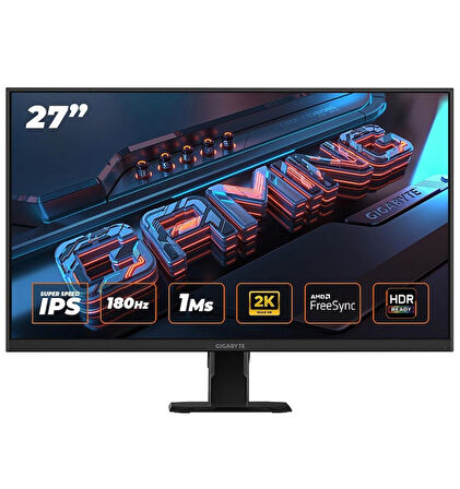 Gigabyte GS27QA 27" QHD 180Hz 1Ms FreeSync SS IPS Oyuncu Monitörü HDMI+DP