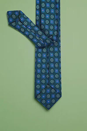 Slim Mozaik Desen Yeşil Kravat & Mendil