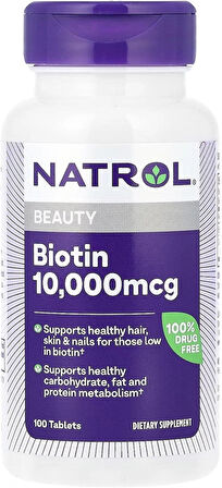 NATROL BIOTIN 10 000 MCG 100 TABLETS 