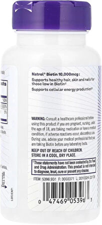 NATROL BIOTIN 10 000 MCG 100 TABLETS 