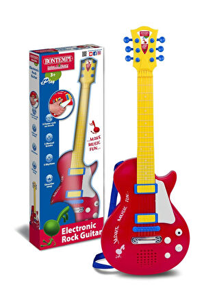 Bontempi Elektronik Kırmızı Gitar 56cm. Tuşu Telli ve Askılı 