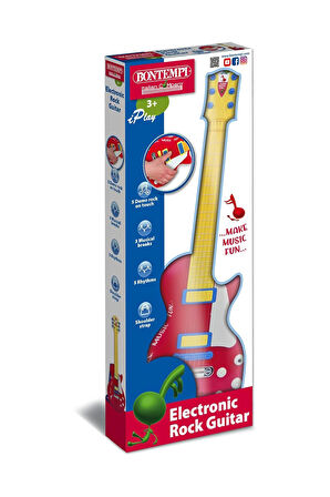 Bontempi Elektronik Kırmızı Gitar 56cm. Tuşu Telli ve Askılı 