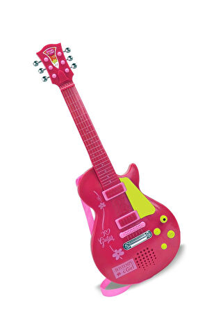 Bontempi Elektronik Pembe Gitar 56cm. Tuşu Telli ve Askılı
