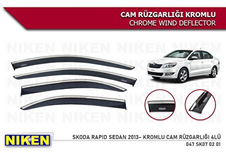 Skoda Rapid sedan Kromlu Cam Rüzgarlığı Niken 2012+