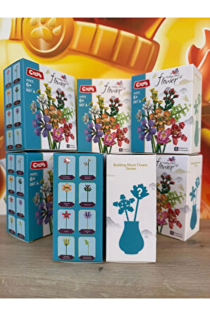 Dekoratif Çiçek Buketi Yapım Seti Legosu Çiçek Lego 500+ Parça 8 KUTU BİRDEN FULL SET ÖZEL SET