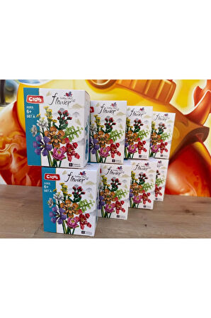 Dekoratif Çiçek Buketi Yapım Seti Legosu Çiçek Lego 500+ Parça 8 KUTU BİRDEN FULL SET ÖZEL SET