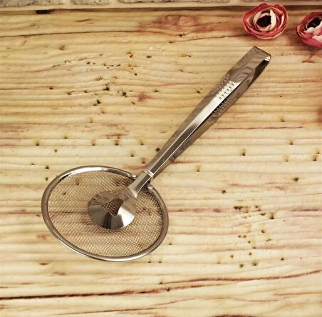 Süzgeçli Kızartma Ve Haşlama Maşası Çelik Kevgir