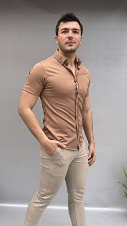 Düz Slim Fit Kısa Kol Gömlek