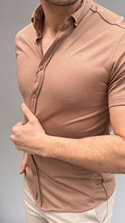 Düz Slim Fit Kısa Kol Gömlek