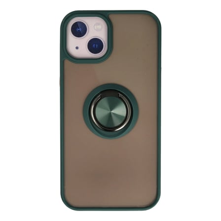Apple iPhone 13 Kılıf Montreal Yüzüklü Silikon Kapak - Yeşil