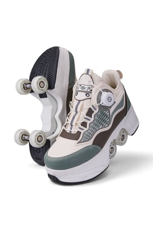 Yetişkin Çocuk Patenli Spor Ayakkabı Akıllı Bağcıklı İçe Kapanan Tekerlekli Sneaker 049