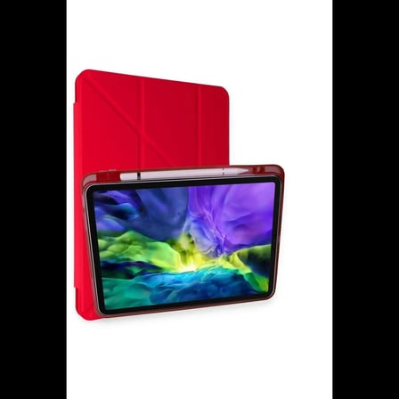 Apple iPad Air 4 10.9 Kılıf Kalemlikli Mars Tablet Kılıfı - Kırmızı