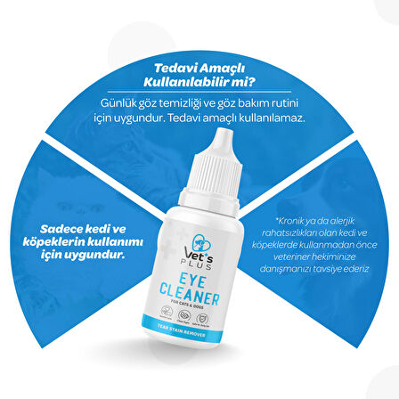 Vet's Plus Kedi ve Köpekler için Gözyaşı Lekesi Temizleme Solüsyonu 50ml