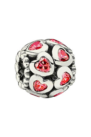 Kırmızı Kalpler Charm | 925 Ayar Gümüş