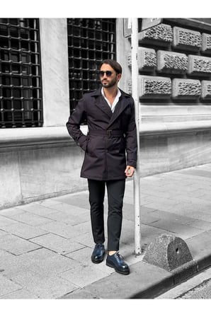 regular fit su geçirmez soğuğa dayanıklı trençkot Siyah / L