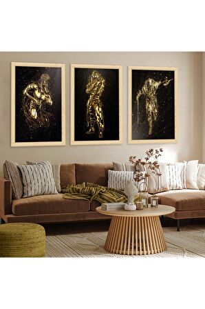 GOLD AYNALI PLEKSİ ÇERÇEVELİ MİNİMALİST GRİ BEYAZ LEYLEK DESENLİ ÇİZİM TABLO