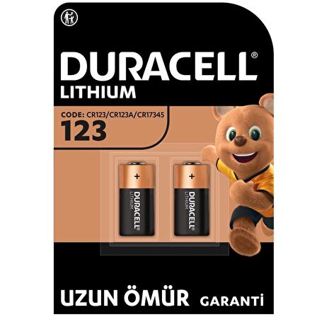 Duracell CR123A 3V Lityum Pil 2'li