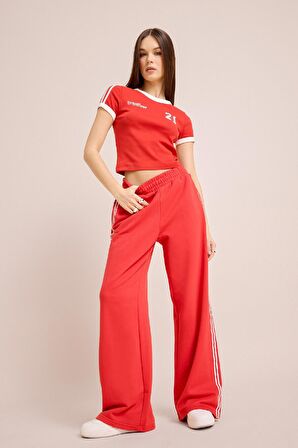 Coool Wide Leg Eşofman Altı Basic Düz Beli Lastikli Geniş Bol Paça