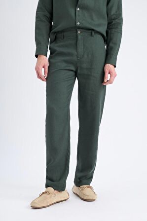 DeFacto %100 Keten Relax Fit Rahat Kesim Düz Paça Yazlık Pantolon C1117AX25SPKH498