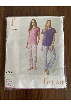 Gül Kurusu Çiçekli Pijama Takımı