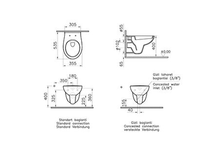 Vitra S20 Round 5959 L003-0850 Asma Klozet, 54 cm