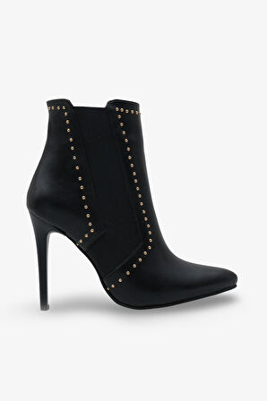 Kadın Çift Lastikli Sivri Burun Troplu Bot Melles Siyah 