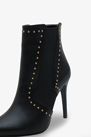 Kadın Çift Lastikli Sivri Burun Troplu Bot Melles Siyah 