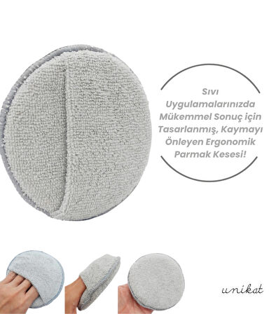 Mikrofiber Wax Pedi Pasta Cila ve Torpido Parlatma Temizleme Aplikatörü Gri 2 Adet