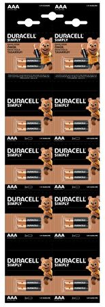 DURACELL PİL 20 Lİ AAA KALEM KARTELA (2x10) 12 Adet