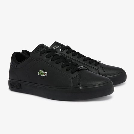 Lacoste Sport Pover Court 1121-1 SMA Leather Mens Sneaker Hakiki Deri Erkek Günlük Spor Ayakkabı Siyah