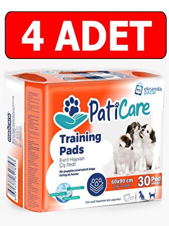 Paticare Trainingpads Yavru Köpek Tuvalet Eğitim Pedi 60X90CM 30LU Yapışkanlı Çiş Pedi 4ADET