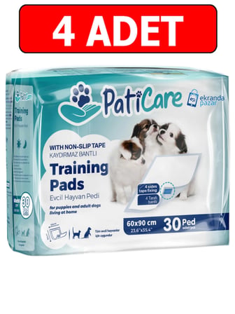 Paticare Trainingpads Yavru Köpek Tuvalet Eğitim Pedi 60X90CM 30LU Yapışkanlı Çiş Pedi 4ADET