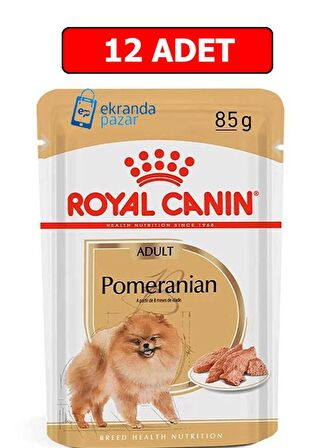 Royal canın pomeranian yaş köpek maması 12 adet x 85 gr pomeranian adult pouch