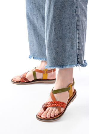 205-09 Multi Ortopedik Hakiki Deri Kadın Sandalet 