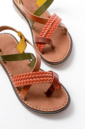 205-09 Multi Ortopedik Hakiki Deri Kadın Sandalet 