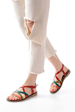 205-017 Multi Ortopedik Hakiki Deri Kadın Sandalet