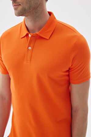 Erkek Basic Polo Yaka Tişört (Regular Fit) Oranj