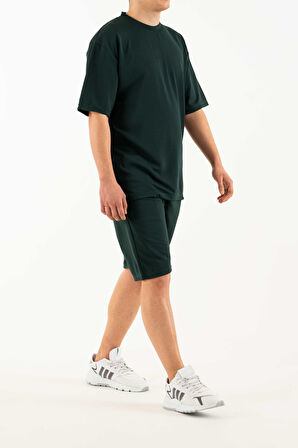 Erkek 2 li Set Cep Baskılı Oversize Comfort Rahat Kesim T-shirt  Şort Takım